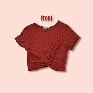 GAZE Red & Black Stripes Crop Top